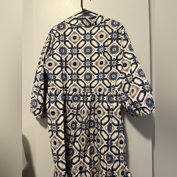 Anthropologie Bettina Tiered Shirt Dress Tile Print - Picture 5 of 8